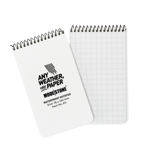 Modestone WATERPROOF A11 Top Spiral Notepad 76x130mm- 50 sheets - WHITE
