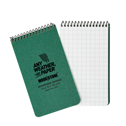 Modestone WATERPROOF A13 Top Spiral Notepad 76x130mm- 50 sheets - GREEN