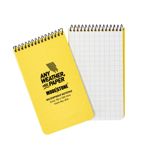 Modestone WATERPROOF A14 Top Spiral Notepad 76x130mm- 50 sheets - YELLOW