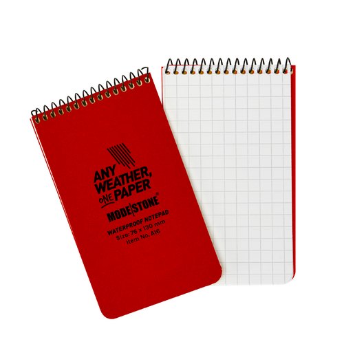 Modestone WATERPROOF A15 Top Spiral Notepad 76x130mm- 50 sheets - RED