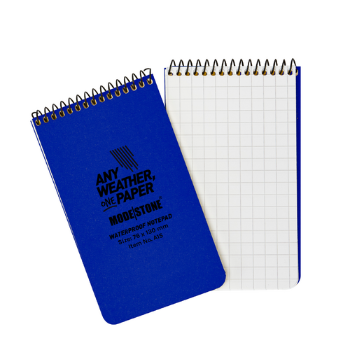 Modestone WATERPROOF A16 Top Spiral Notepad 76x130mm- 50 sheets - BLUE