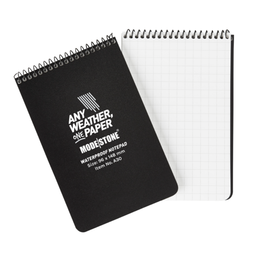 Modestone WATERPROOF A30 Top Spiral Notepad 96x148mm- 50 sheets - BLACK