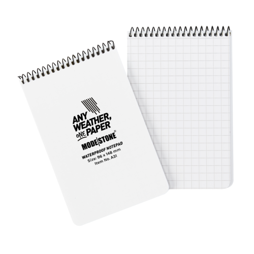 Modestone WATERPROOF A31 Top Spiral Notepad 96x148mm- 50 sheets - WHITE