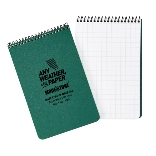 Modestone WATERPROOF A33 Top Spiral Notepad 96x148mm- 50 sheets - GREEN