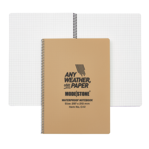 Modestone WATERPROOF C42 Side Spiral Notepad A4 - 210x297mm- 50 sheets - TAN