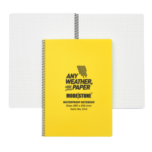 Modestone WATERPROOF C44 Side Spiral Notepad A4 - 210x297mm- 50 sheets - YELLOW