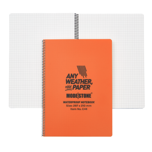 Modestone WATERPROOF C48 Side Spiral Notepad A4 - 210x297mm- 50 sheets - ORANGE