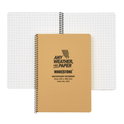 Modestone WATERPROOF C52 Side Spiral Notepad A5 - 148x210mm- 50 sheets - TAN