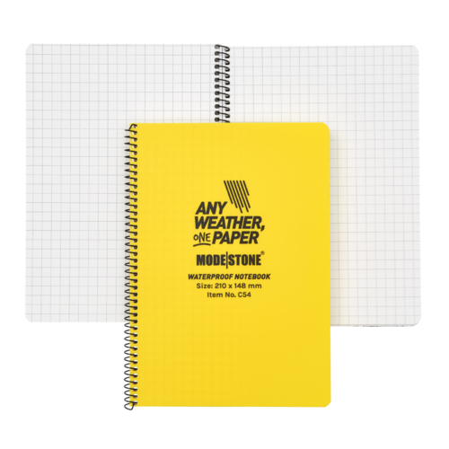 Modestone WATERPROOF C54 Side Spiral Notepad A5 - 148x210mm- 50 sheets - YELLOW