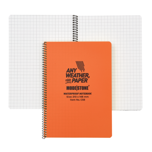 Modestone WATERPROOF C58 Side Spiral Notepad A5 - 148x210mm- 50 sheets - ORANGE