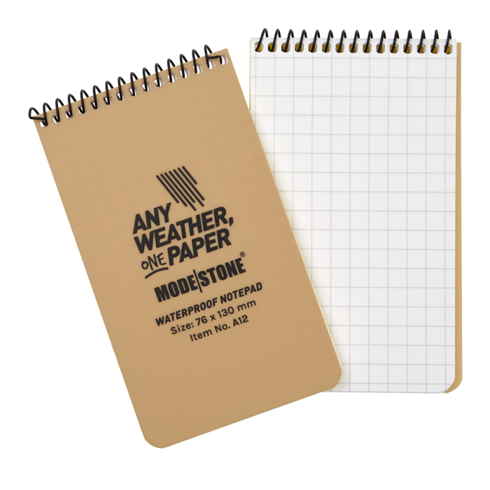 Modestone WATERPROOF A12 Top Spiral Notepad 76x130mm- 50 sheets - TAN