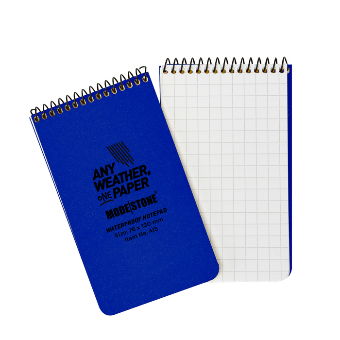 Modestone WATERPROOF A16 Top Spiral Notepad 76x130mm- 50 sheets - BLUE