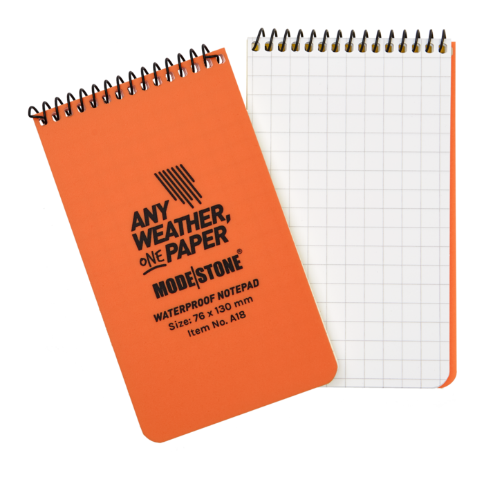 Modestone WATERPROOF A18 Top Spiral Notepad 76x130mm- 50 sheets - ORANGE