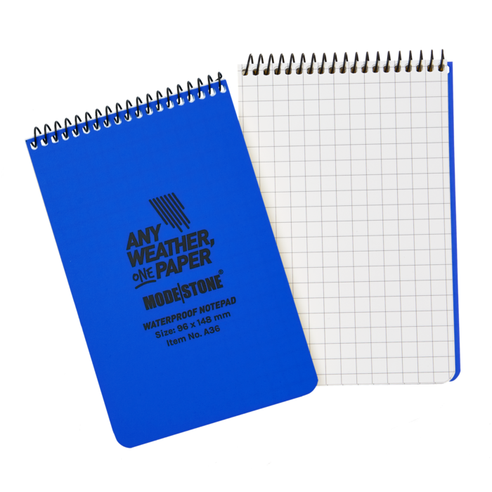 Modestone WATERPROOF A36 Top Spiral Notepad 96x148mm- 50 sheets - BLUE