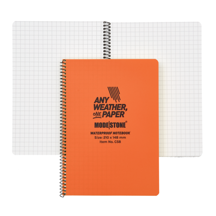 Modestone WATERPROOF C58 Side Spiral Notepad A5 - 148x210mm- 50 sheets - ORANGE